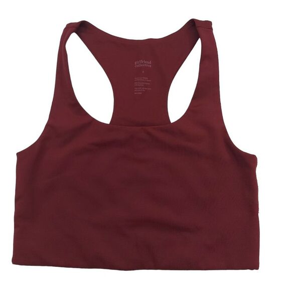 Girlfriend Collective Sports Bra Womens Small Burgundy Gym Running Yoga Gym - Picture 1 of 8